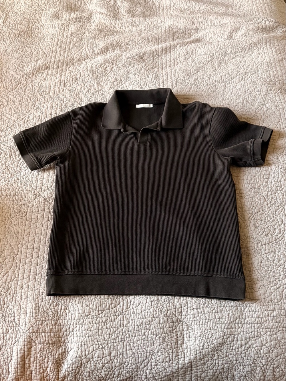 Zara Vertical Textured Polo Black